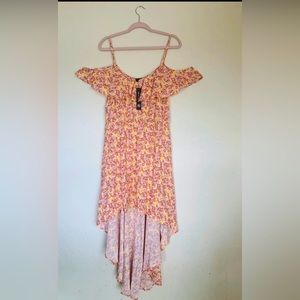 NWT women as u wish floral colorful cold sleeves high low dress sizes M Xl